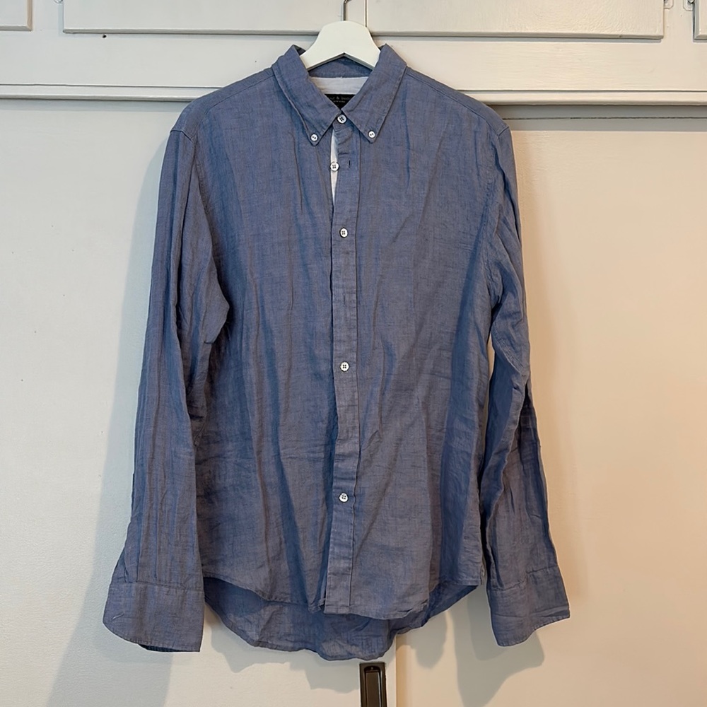 Rag & Bone Blue Linen L/S Shirt